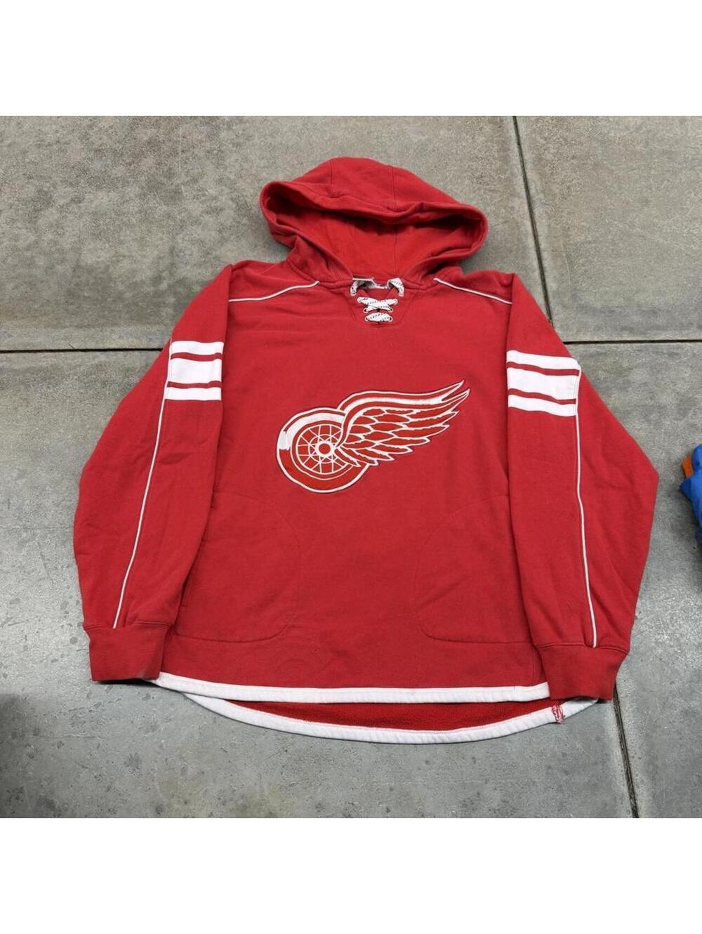 vintage detroit red wings reebok red and white hoodie size medium WOMENS